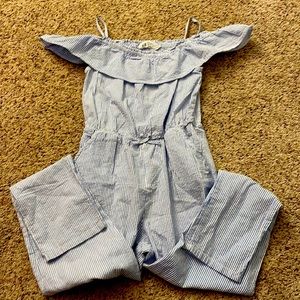 H&M kids blue striped jumpsuit
